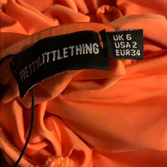 $Shape orange slinky lace up back bodycon Dress - Picture 5 of 7